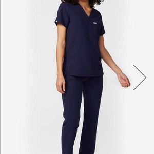 Navy blue Figs scrub top and pants set